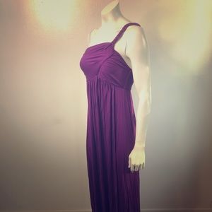 Long one shoulder rich purple maxi dress